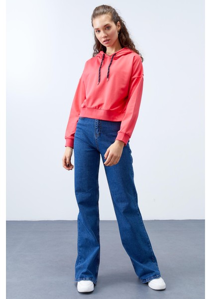 Fuşya Uzun Kol Rahat Form Kapüşonlu Kadın Sweatshirt - 97115 fırsatları