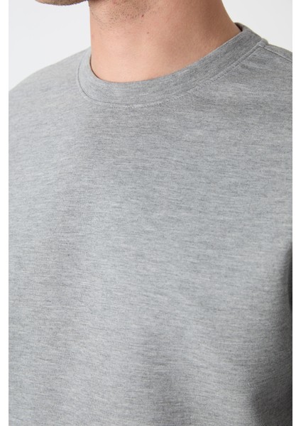 Gri Melanj Basic O Yaka Rahat Form Erkek Sweatshirt - 88053 fiyatları