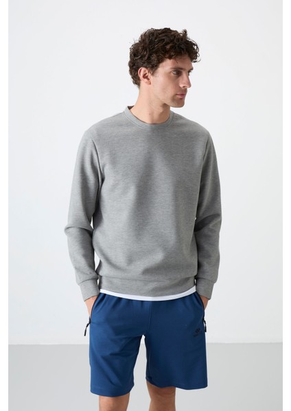 Gri Melanj Basic O Yaka Rahat Form Erkek Sweatshirt - 88053 fırsatları