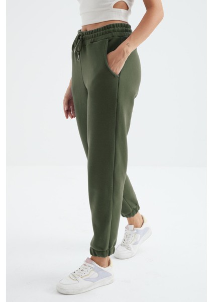 Çağla Yüksek Bel Basic Bağcıklı Jogger Polar Kadın Eşofman Alt - 94622 fiyatları