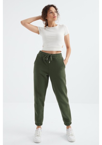 Çağla Yüksek Bel Basic Bağcıklı Jogger Polar Kadın Eşofman Alt - 94622 modelleri