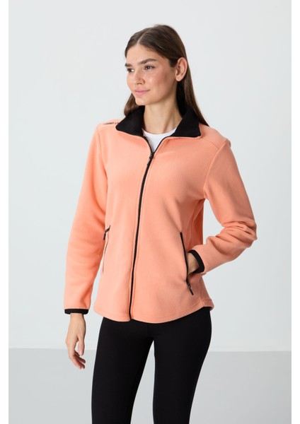 Kavun İçi Dik Yaka Fermuarlı Rahat Form Kadın Polar Sweatshirt - 97173 indirimleri