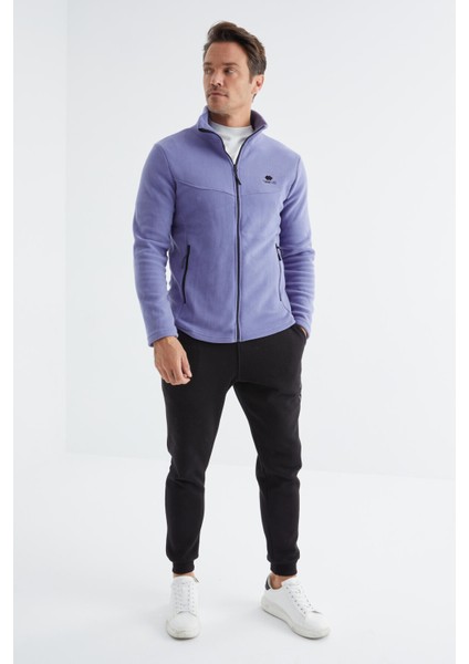 Açık Eflatun Fermuarlı Dik Yaka Standart Kalıp Erkek Polar Sweatshirt - 88134 fiyatları