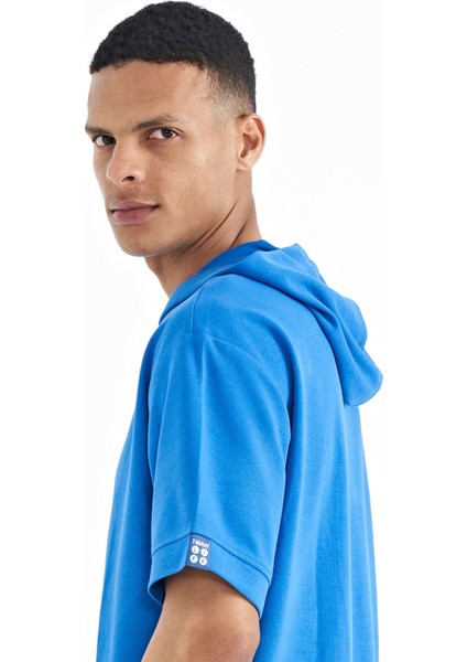 Saks Kapüşonlu Kol Etiket Detaylı Oversize Erkek T-shirt - 88179 fiyatları