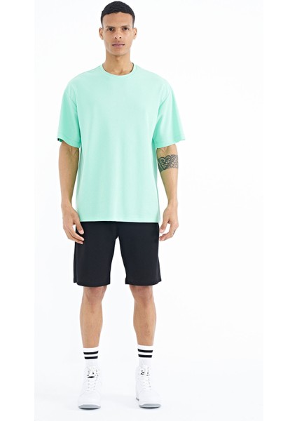 Su Yeşili Kol Arma Detaylı Basic Oversize Erkek T-Shirt - 88193 fiyatları