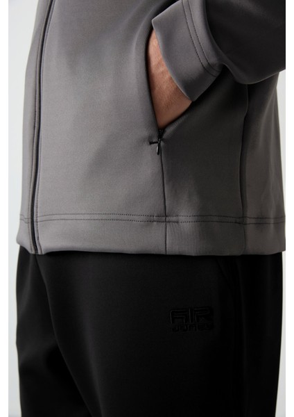 Bran Koyu Gri - Siyah Scuba Kumaş Erkek Eşofman Takım - 85199 modelleri