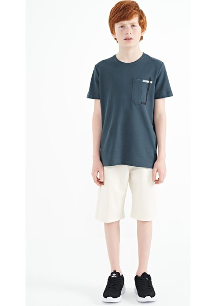 Orman Yeşili Cep Detaylı O Yaka Standart Kalıp Erkek Çocuk T-Shirt - 11120 fiyatları