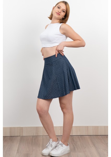 Denim Ince Tensel Kumaş Taşlı Etek 6794 modelleri