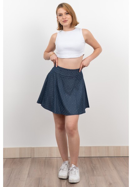 Denim Ince Tensel Kumaş Taşlı Etek 6794 fırsatları