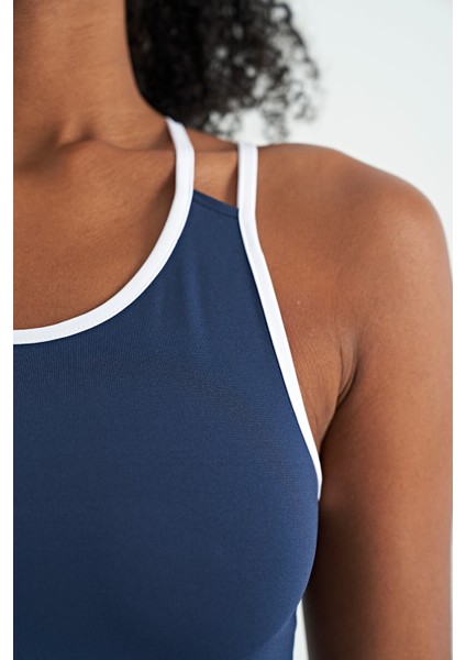 İndigo Çift Askılı Sırt Detaylı Standart Kalıp Kadın Spor Atlet - 97258 fırsatları