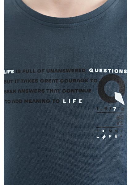 Orman Yeşili Baskı Detaylı O Yaka Standart Kalıp Erkek Çocuk T-Shirt - 11145 modelleri