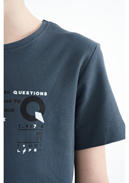 Orman Yeşili Baskı Detaylı O Yaka Standart Kalıp Erkek Çocuk T-Shirt - 11145 indirimleri