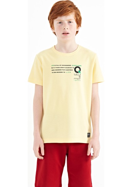 Sarı Baskı Detaylı O Yaka Standart Kalıp Erkek Çocuk T-Shirt - 11145