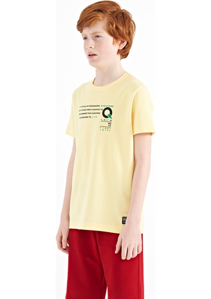 Sarı Baskı Detaylı O Yaka Standart Kalıp Erkek Çocuk T-Shirt - 11145 fırsatları