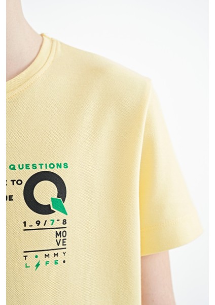 Sarı Baskı Detaylı O Yaka Standart Kalıp Erkek Çocuk T-Shirt - 11145 indirimleri
