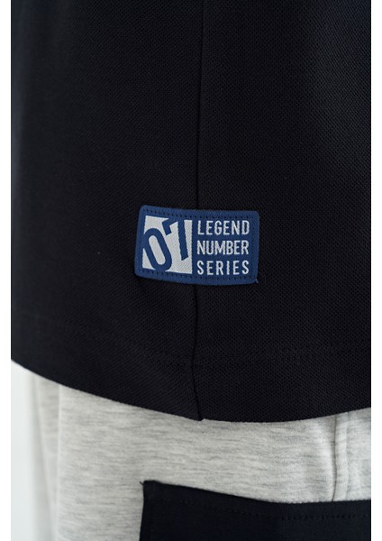 Lacivert Cep Detaylı O Yaka Standart Kalıp Erkek Çocuk T-Shirt - 11120 indirimleri