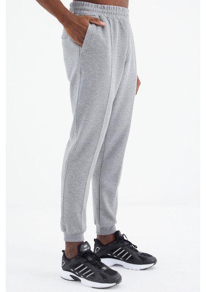 Gri Melanj Bağcıklı Ön Dikiş Detaylı Standart Kalıp Erkek Eşofman Alt - 84994 modelleri