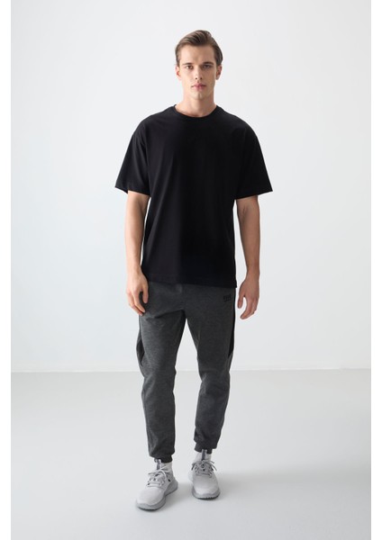 Siyah %100 Pamuk Kalın Yumuşak Dokulu Oversize Fit Basic Erkek T-Shirt - 88353 fiyatları