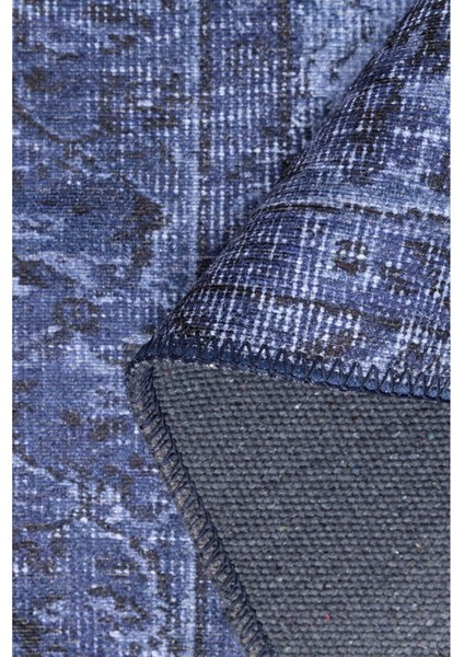 Hove Klasik Lacivert Polyester Daire Modern Desenli Pamuk Makinada Yıkanabilir Hav Toz Vermez Leke Tutmayan Kaymaz Taban Dijital Makine Baskı Salon Yolluk Mutfak Halı fırsatları