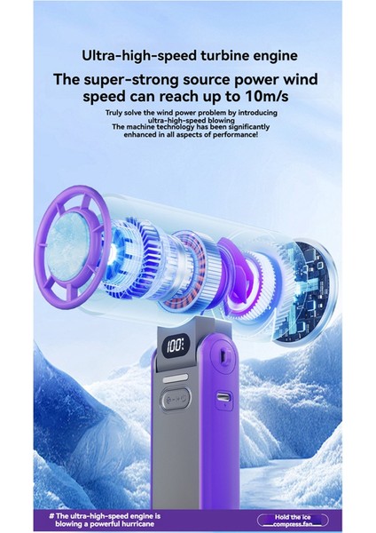 Taşınabilir Hava Soğutma Turbo Fan 3600MAH 100 Rüzgar Hızı Ayarlanabilir Açık Hava Katlanabilir El Tipi Fan Kordonlu Gri (Yurt Dışından) indirimleri