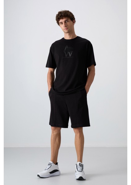 Tommy Life Siyah Pamuklu Kalın Yumuşak Dokulu Comfort Fit Basic Erkek Şort - 81261 fiyatları