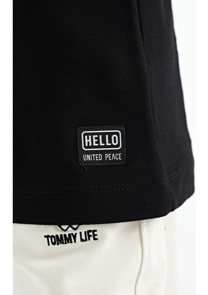 Siyah Baskı Detaylı O Yaka Standart Kalıp Erkek Çocuk T-Shirt - 11145 indirimleri