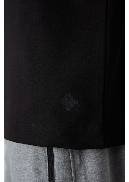 Siyah Pamuklu Kalın Yumuşak Dokulu Oversize Fit Baskılı Erkek T-Shirt - 88323 fırsatları