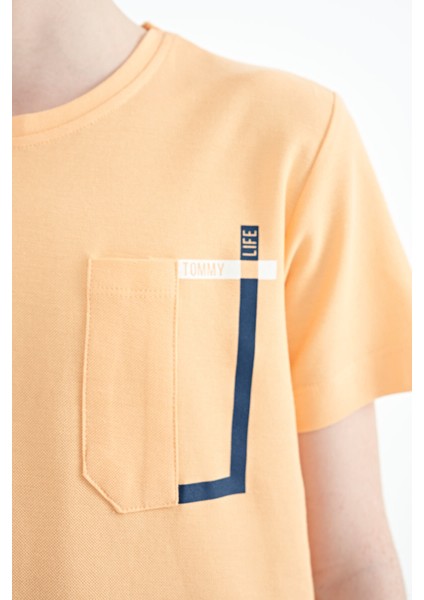 Kavun içi Cep Detaylı O Yaka Standart Kalıp Erkek Çocuk T-Shirt - 11120 modelleri