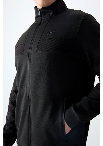 Siyah Yüzeyi Dokulu Standart Fit Nakışlı Erkek Eşofman Takım - 85248 fiyatları