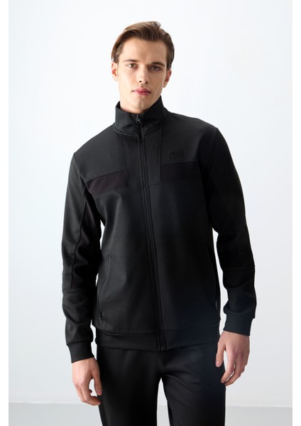 Siyah Yüzeyi Dokulu Standart Fit Nakışlı Erkek Eşofman Takım - 85248 indirimleri