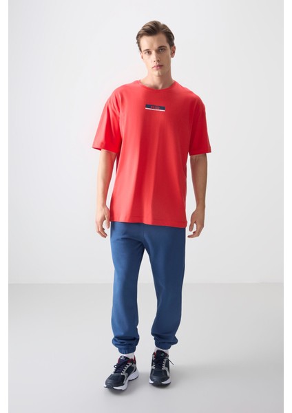 Fiesta %100 Pamuk Kalın Yumuşak Dokulu Oversize Fit Baskılı Erkek T-Shirt - 88359 modelleri