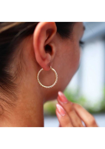 Large Es Çizgi Halka Küpe