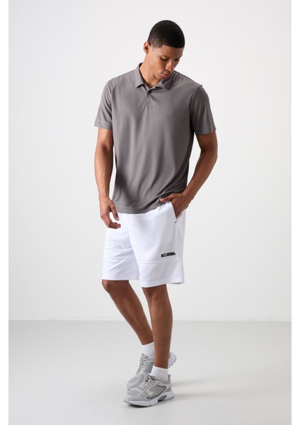 Beyaz Polyester Kalın Yumuşak Comfort Fit Erkek Şort - 81272