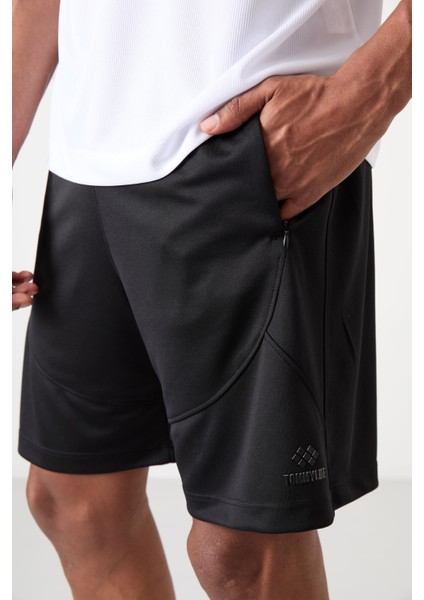 Siyah Polyester Kalın Yumuşak Comfort Fit Erkek Şort - 81271 modelleri