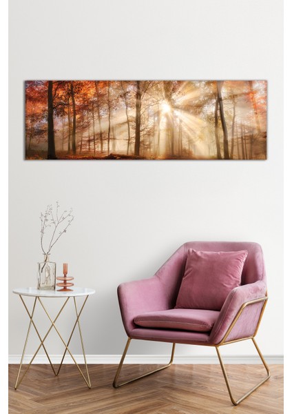 Sonbahar Ormanı Manzarası Panoramik Cam Tablo, Darbelere Dayanıklı Kırılmaz Cam, Hediyelik fiyatları