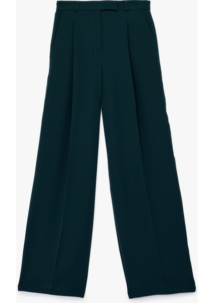 Cepli Pile Detaylı Yüksek Bel Palazzo Pantolon