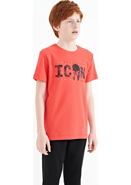 Coral Ön Yazı Nakışlı O Yaka Standart Kalıp Erkek Çocuk T-Shirt - 11118 indirimleri