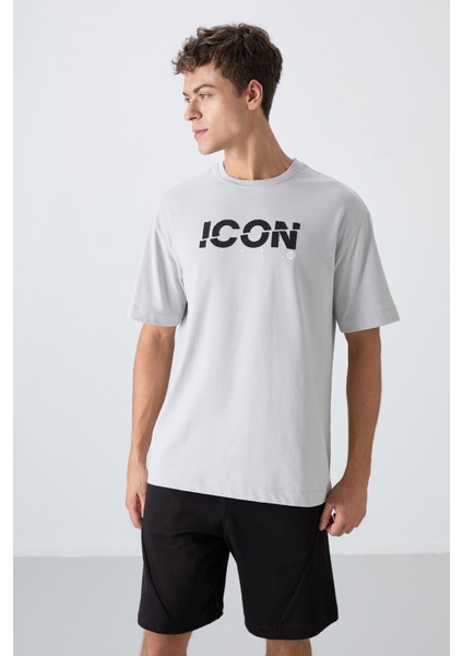 Taş Pamuklu Kalın Yumuşak Dokulu Oversize Fit Baskılı Erkek T-Shirt - 88331 fırsatları