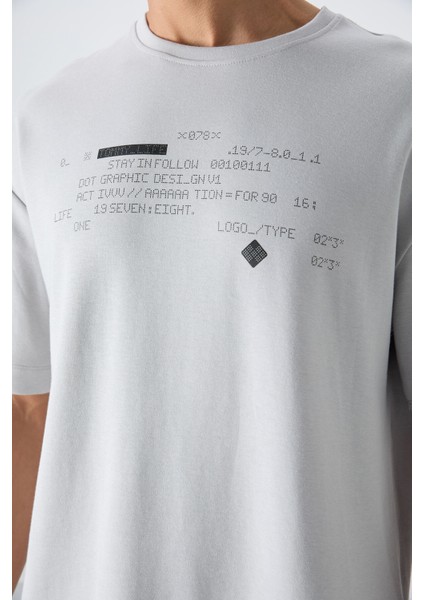 Taş Pamuklu Kalın Yumuşak Dokulu Oversize Fit Baskılı Erkek T-Shirt - 88326 modelleri