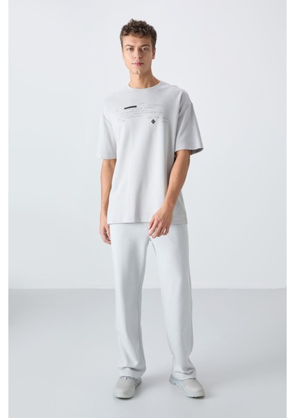 Taş Pamuklu Kalın Yumuşak Dokulu Oversize Fit Baskılı Erkek T-Shirt - 88326 fırsatları