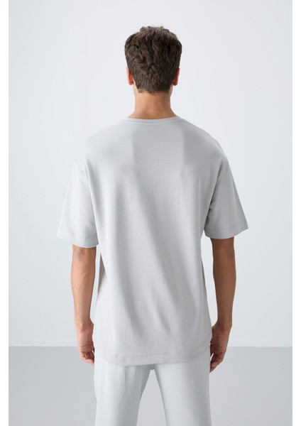 Taş Pamuklu Kalın Yumuşak Dokulu Oversize Fit Baskılı Erkek T-Shirt - 88326 indirimleri