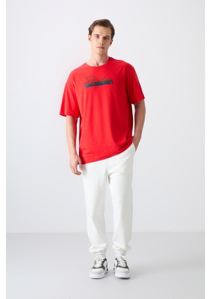 Fiesta Pamuklu Kalın Yumuşak Dokulu Oversize Fit Baskılı Erkek T-Shirt - 88334 fiyatları