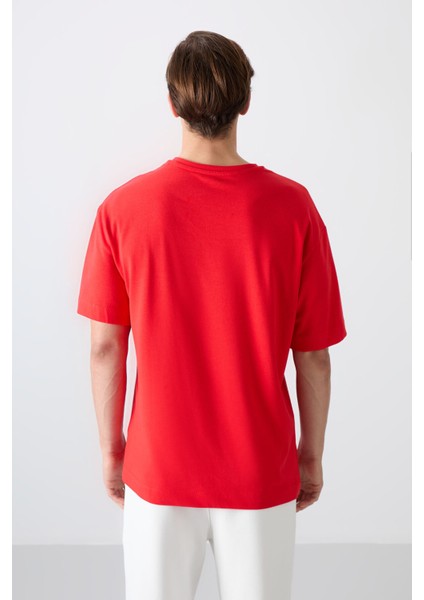 Fiesta Pamuklu Kalın Yumuşak Dokulu Oversize Fit Baskılı Erkek T-Shirt - 88334 indirimleri