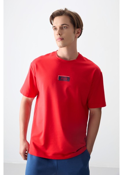 Fiesta Pamuklu Kalın Yumuşak Dokulu Oversize Fit Baskılı Erkek T-Shirt - 88376