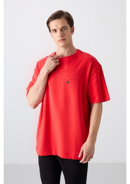 Fiesta Pamuklu Kalın Yumuşak Dokulu Oversize Fit Baskılı Erkek T-Shirt - 88326