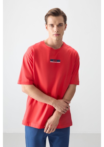 Fiesta %100 Pamuk Kalın Yumuşak Dokulu Oversize Fit Baskılı Erkek T-Shirt - 88359 fırsatları