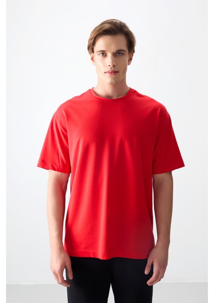 Fiesta Pamuklu Kalın Yumuşak Dokulu Oversize Fit Basic Erkek T-Shirt - 88377