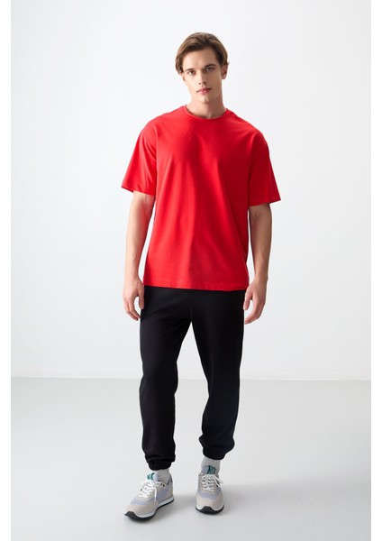 Fiesta Pamuklu Kalın Yumuşak Dokulu Oversize Fit Basic Erkek T-Shirt - 88377 fiyatları