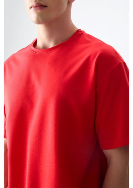 Fiesta Pamuklu Kalın Yumuşak Dokulu Oversize Fit Basic Erkek T-Shirt - 88377 modelleri