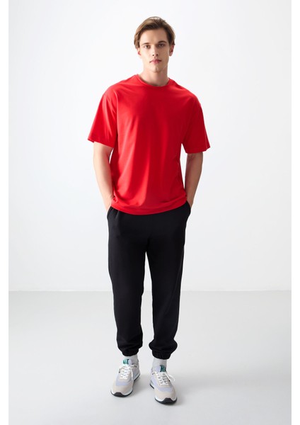 Fiesta Pamuklu Kalın Yumuşak Dokulu Oversize Fit Basic Erkek T-Shirt - 88377 fırsatları